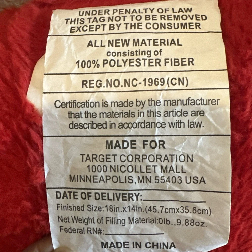 Large‎ Red Heart Decorative Pillow SOFT Minky Fabric Valentines Day Love 18x14